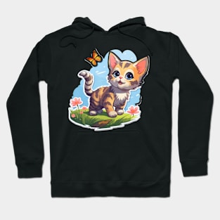 Kitten with Blue Eyes and Butterfly Perfect Summer Hoodie